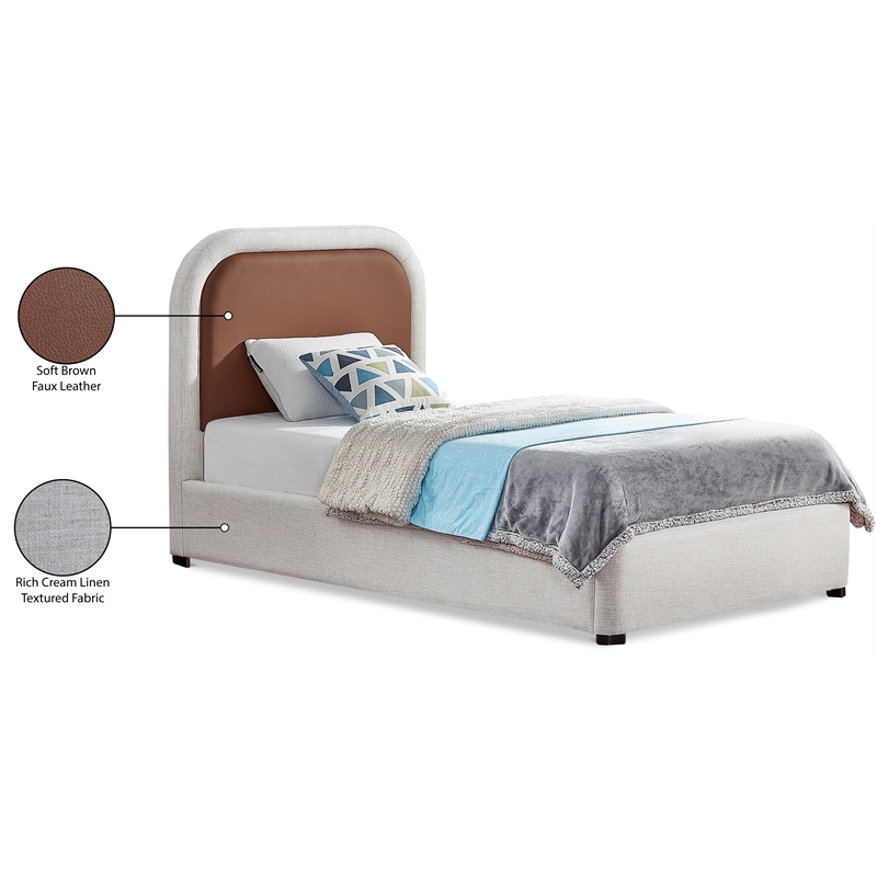 Maklaine Contemporary Fabric 45''H x 44''W x 81''D Brown Twin Bed