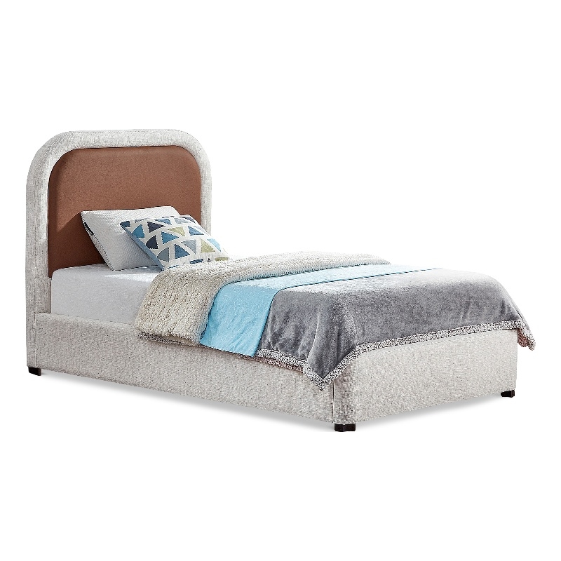 Maklaine Contemporary Fabric 45''H x 44''W x 81''D Brown Twin Bed