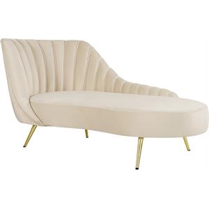 Maklaine Contemporary 35''H x 74''W x 37.5''D Cream Velvet Chaise