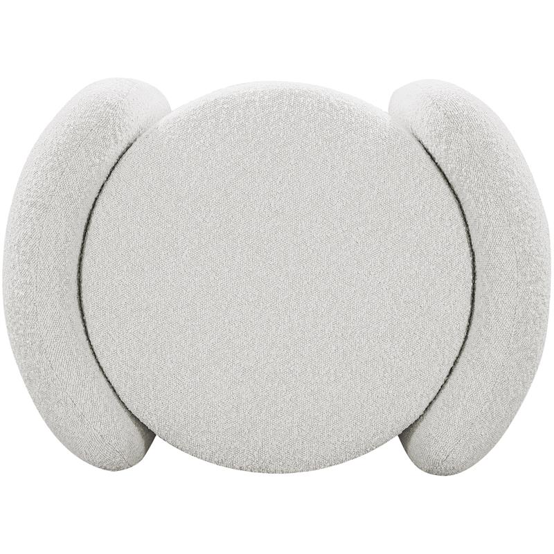 Maklaine Contemporary Boucle Fabric/Metal Ottoman in Rich Cream
