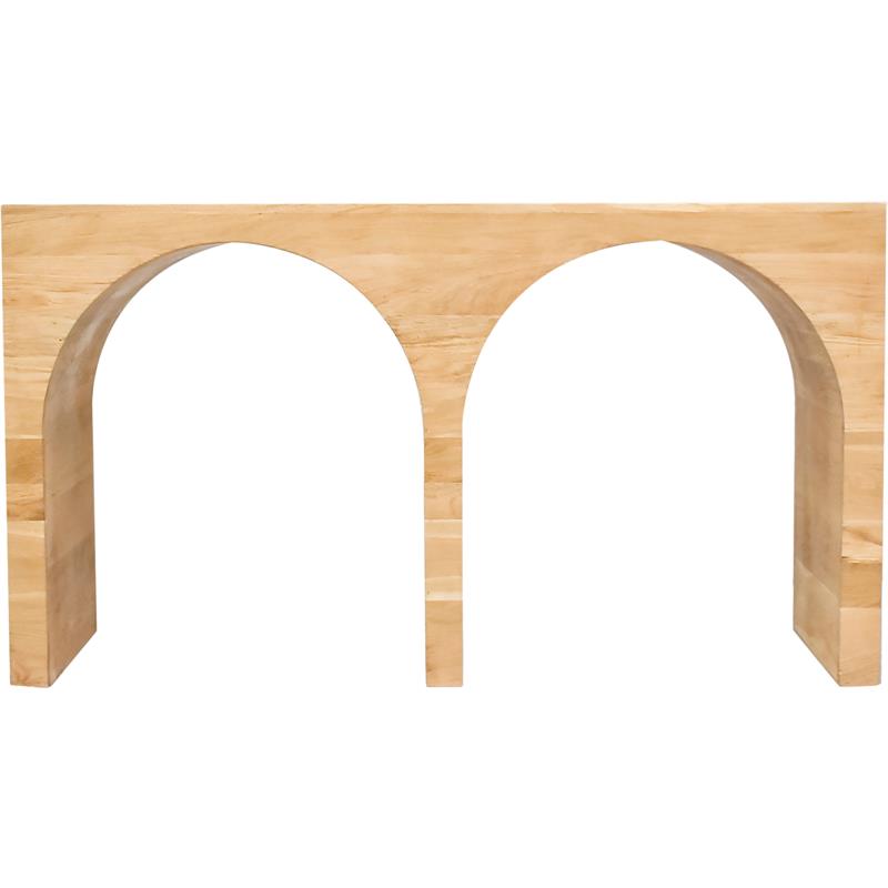Maklaine Mid-Century Solid White Oak Wood Console Table in Natural Oak