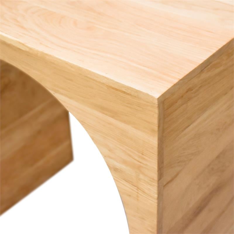 Maklaine Mid-Century Solid White Oak Wood Console Table in Natural Oak