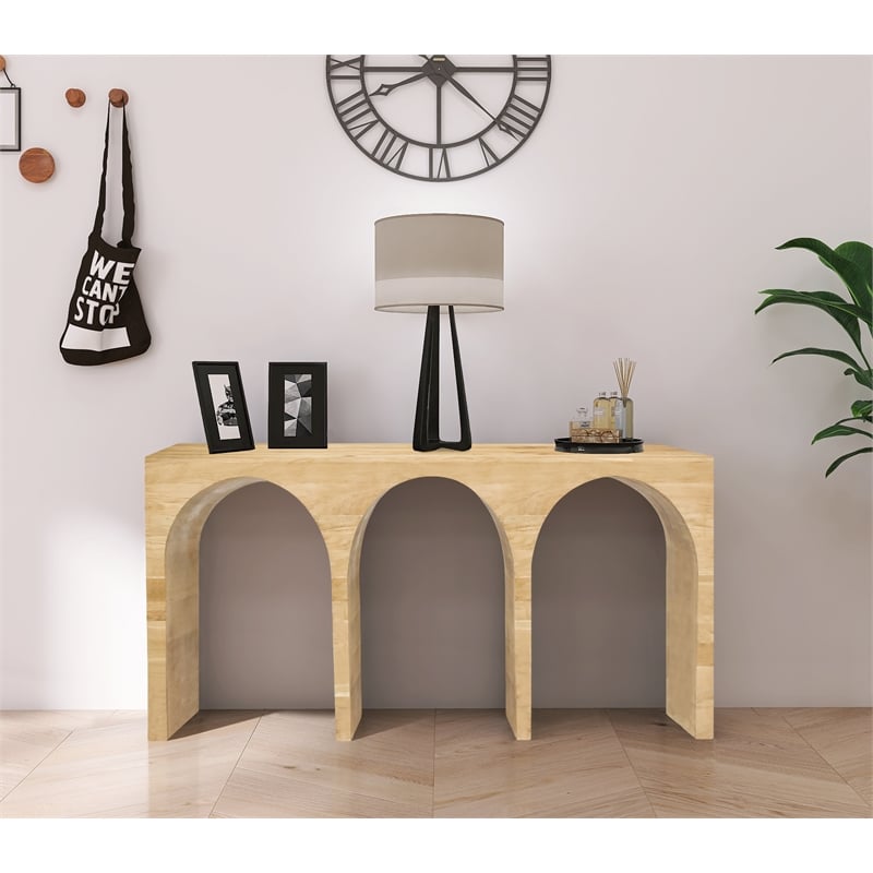 Maklaine Mid-Century Wood 30''H x 60''W x 18''D White Oak Console Table