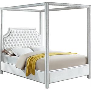 Maklaine Modern 78''H x 80.5''W x 86''D Tufted Velvet King Bed in White