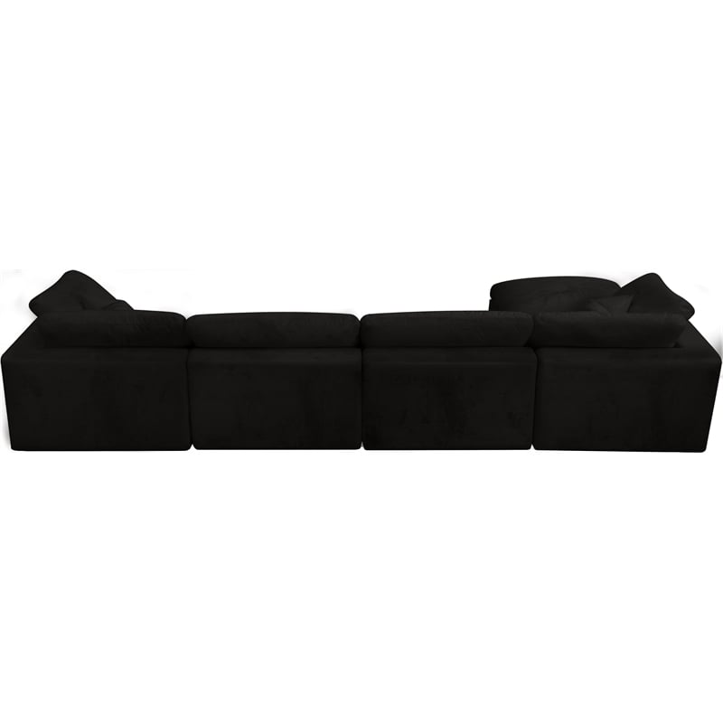 Maklaine Contemporary 32''H x 158''W x 80''D Black Velvet Modular Sectional
