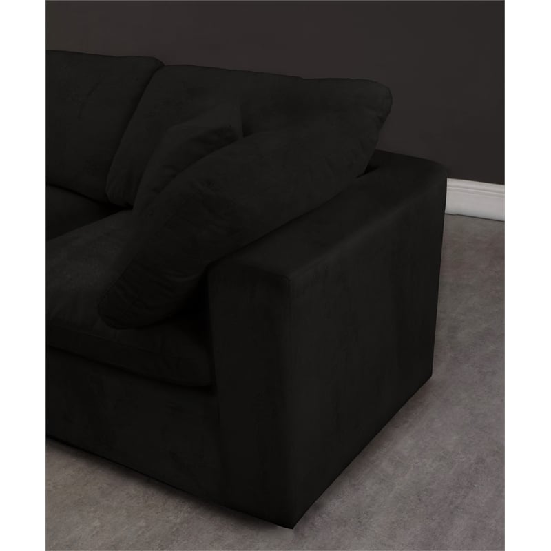 Maklaine Contemporary 32''H x 158''W x 80''D Black Velvet Modular Sectional
