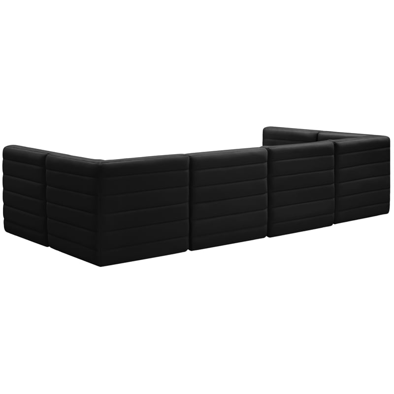 Maklaine Contemporary 30.5''H x 126''W x 63''D Black Velvet Modular Sectional