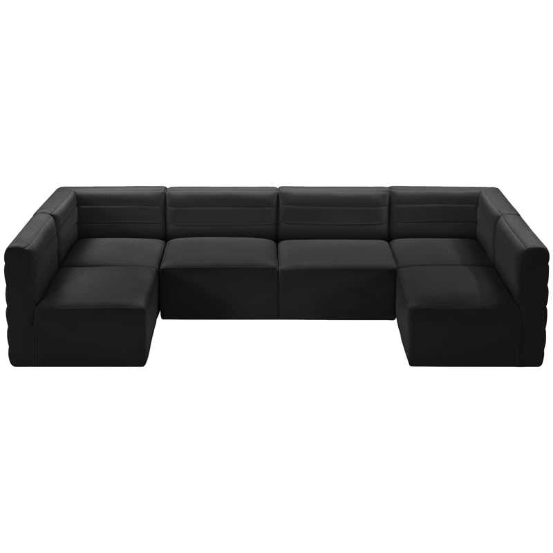Maklaine Contemporary 30.5''H x 126''W x 63''D Black Velvet Modular Sectional