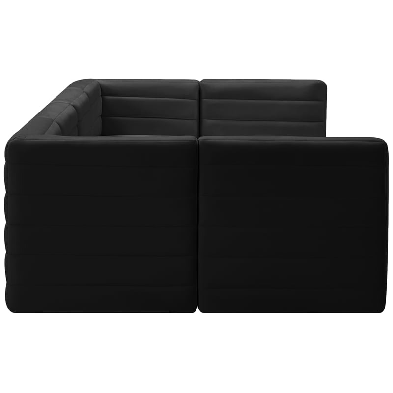 Maklaine Contemporary 30.5''H x 126''W x 63''D Black Velvet Modular Sectional