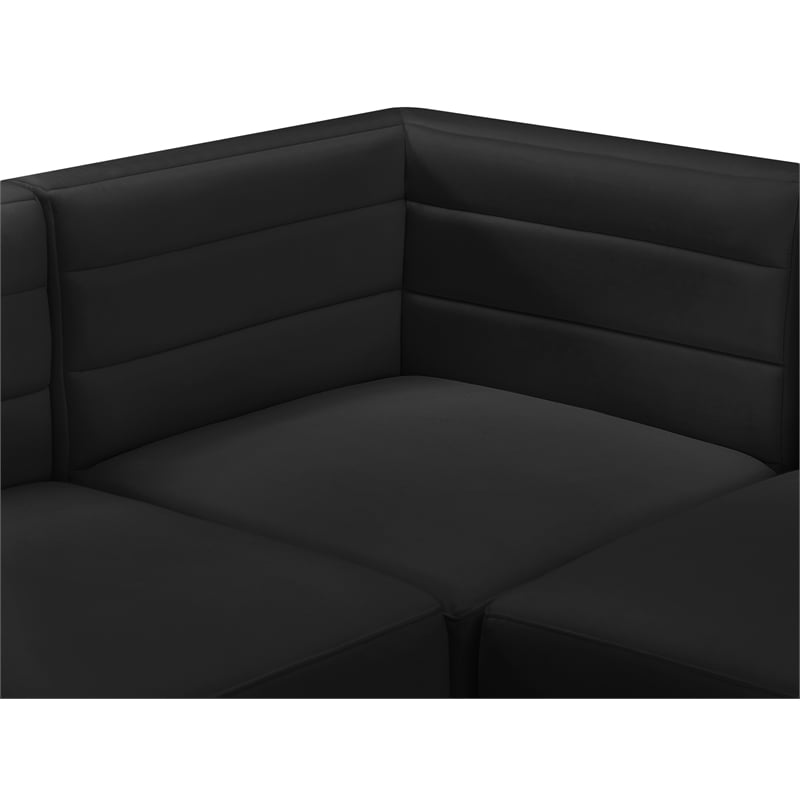 Maklaine Contemporary 30.5''H x 126''W x 63''D Black Velvet Modular Sectional