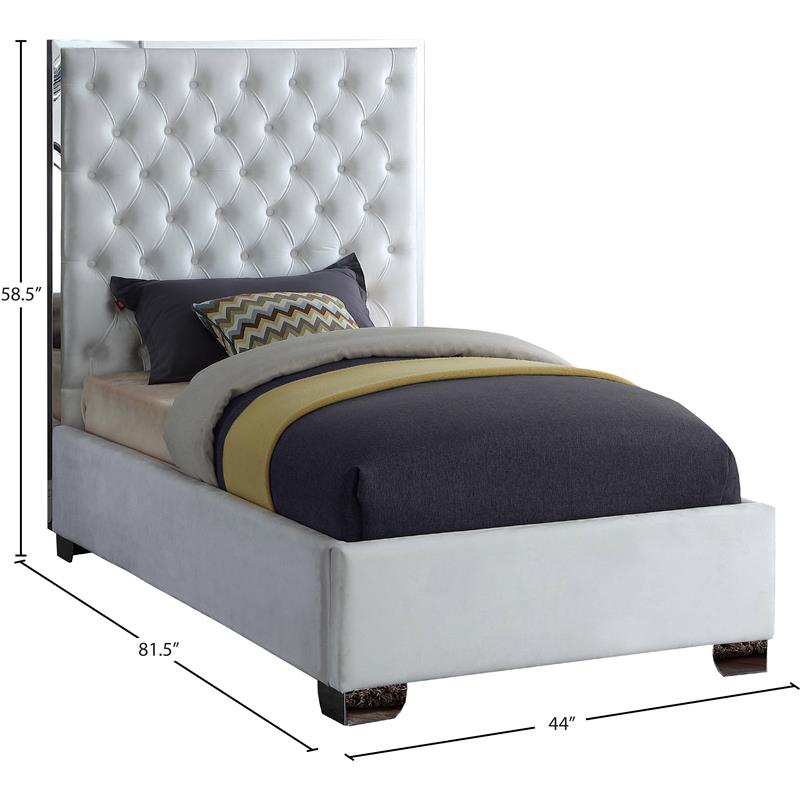 Maklaine Solid Wood White Twin Bed Deep Tufted 58.5