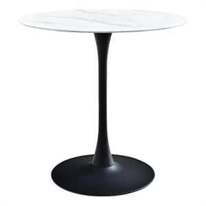 Maklaine Faux Marble Matte Black Counter Height Table Round Contemporary 36&quot Unassembled