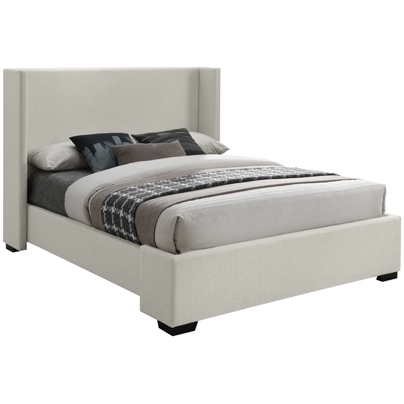 Maklaine 53''H x 85''W x 86.6''D Beige Linen Textured Fabric King Bed