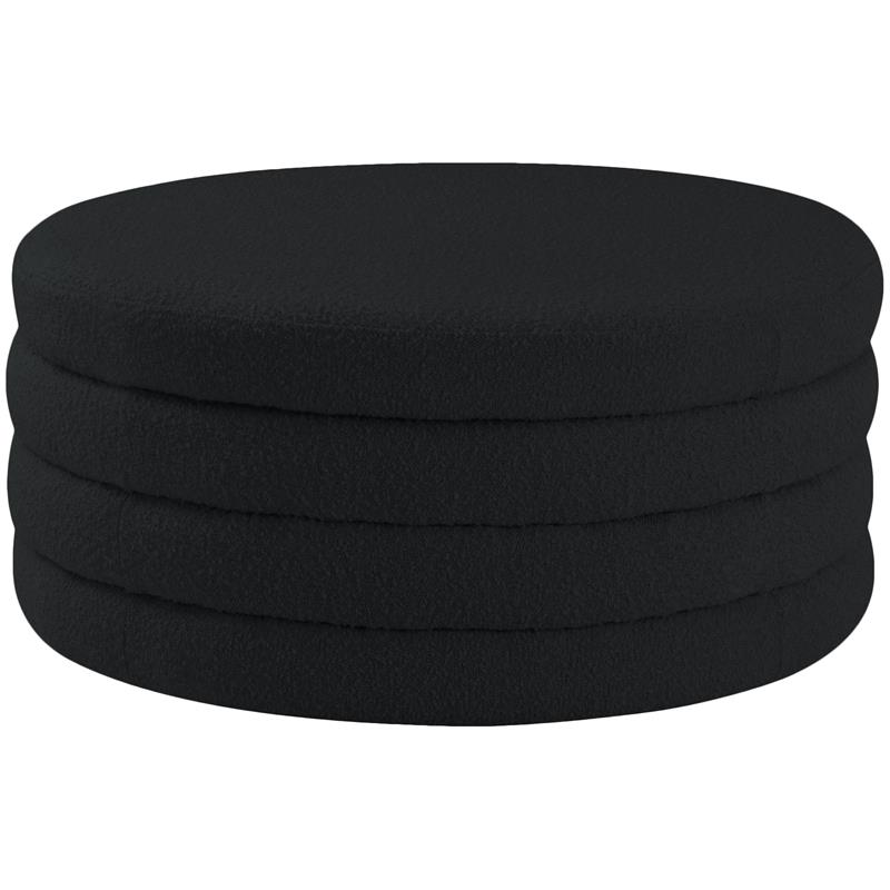 Maklaine Contemporary Boucle Fabric Ottoman/Coffee Table in Rich Black