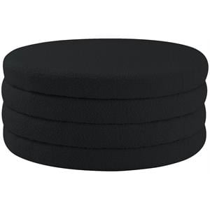 Maklaine Contemporary Boucle Fabric Ottoman/Coffee Table in Rich Black