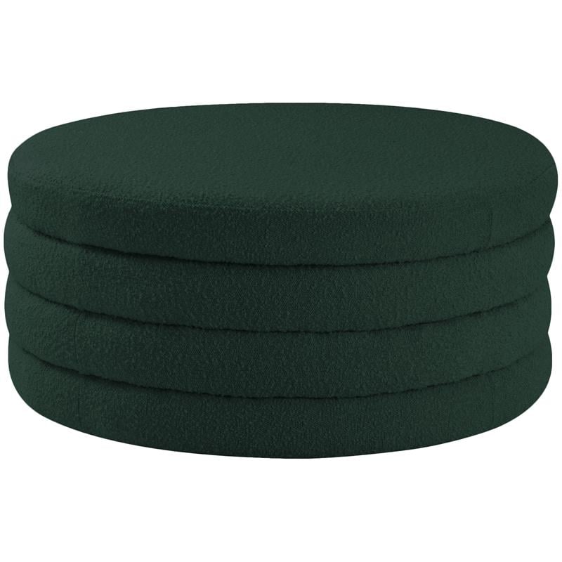Maklaine Contemporary Boucle Fabric Ottoman/Coffee Table in Rich Green