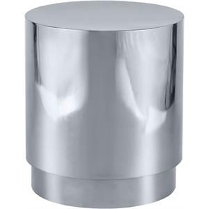 Maklaine Drum Contemporary Stainless Steel Metal End Table in Chrome