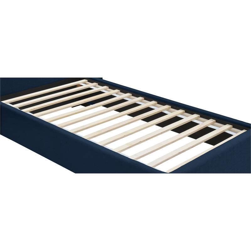 Maklaine 54.5''H x 46''W x 84.3''D Navy Linen Textured Fabric Twin Bed