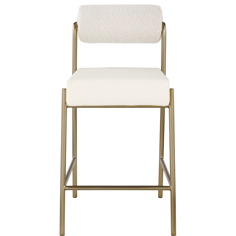 Maklaine 37''H x 18.5''W x 22.5''D Cream Faux Leather / Boucle Counter Stool