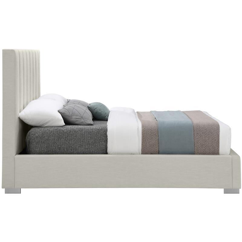Maklaine 54.5''H x 83''W x 89.8''D Beige Linen Textured Fabric King Bed