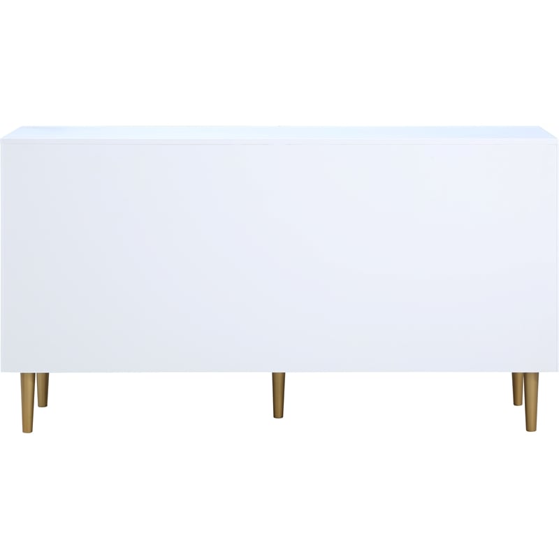 Maklaine 6-Drawer Contemporary Metal Double Dresser in Rich White