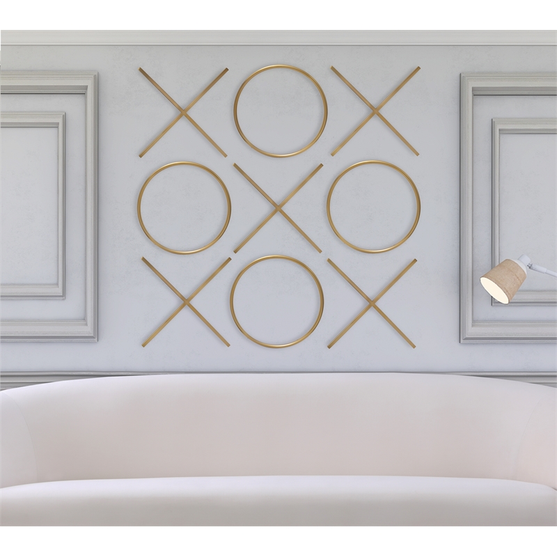 Maklaine Contemporary Style Stainless Steel Wall Decor in Gold