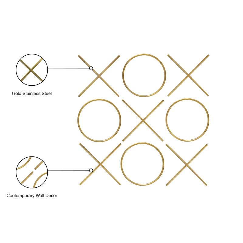 Maklaine Contemporary Style Stainless Steel Wall Decor in Gold