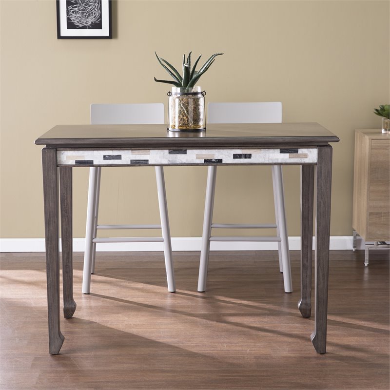 Maklaine Traditional Wood Counter Height Table in Gray Finish