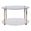 Maklaine Transitional Round Tempered Glass Top Cocktail Table - Warm Gold