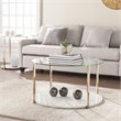 Maklaine Transitional Round Tempered Glass Top Cocktail Table - Warm Gold