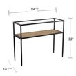 Maklaine Transitional Engineered Wood Console Table with Glass Top in Black
