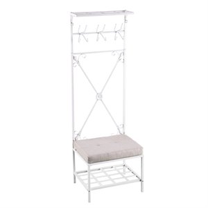 Maklaine Transitional Entryway Hall Tree in Distressed White
