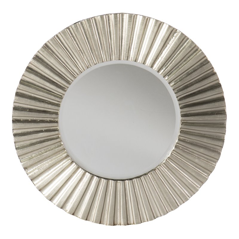 Maklaine Transitional Round Glass Decorative Mirror in Silver