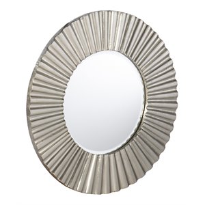 Maklaine Transitional Round Glass Decorative Mirror in Silver