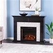 Maklaine Transitional Marble Tiled Electric Fireplace in Black