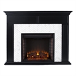 Maklaine Transitional Marble Tiled Electric Fireplace in Black