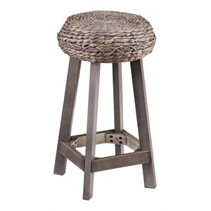 Maklaine Transitional 24&quot Backless Hyacinth Counter Stools in Gray (Set of 2)