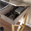 Maklaine Transitional Engineered Wood 2-Tone Desk with Storage in Gray / Gold