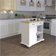Maklaine Transitional Engineered Wood Rolling Kitchen Island in White / Natural