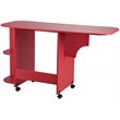 Maklaine Transitional Wood Drop Leaf Mobile Sewing Craft Table in Farmhouse Red