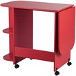 Maklaine Transitional Wood Drop Leaf Mobile Sewing Craft Table in Farmhouse Red