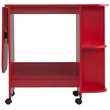 Maklaine Transitional Wood Drop Leaf Mobile Sewing Craft Table in Farmhouse Red