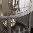 Maklaine Transitional Round Glass Top Metal End Table in Silver