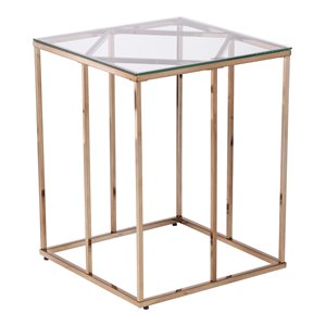 Maklaine Modern / Contemporary End Table with Tempered Glass Top