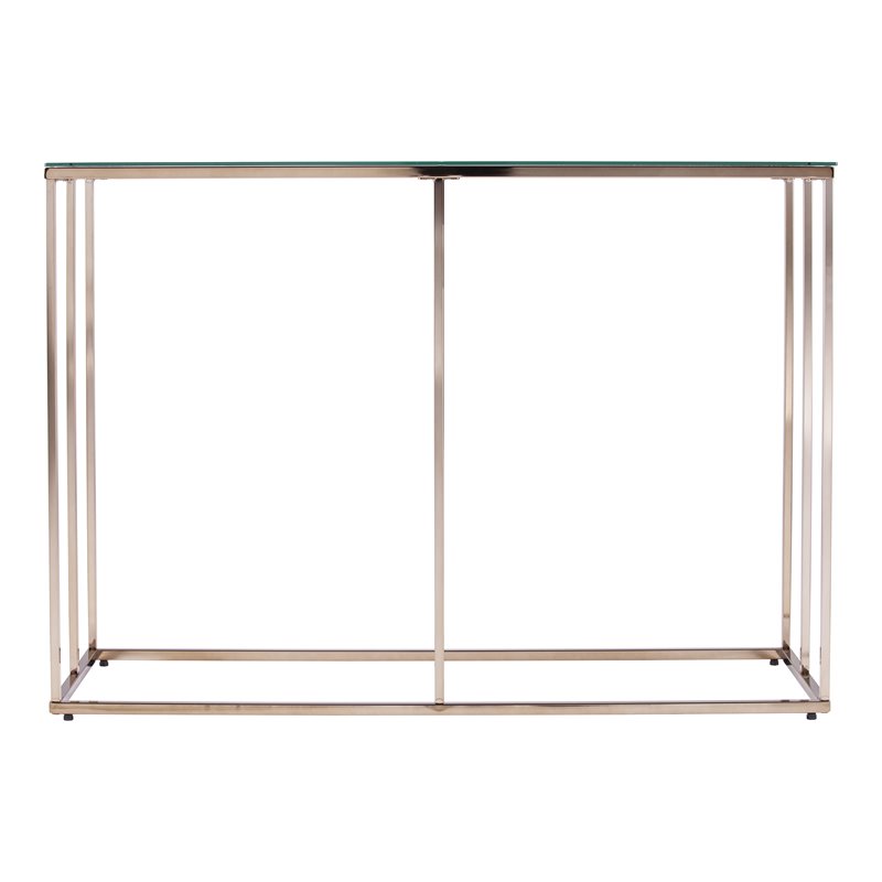 Maklaine Modern / Contemporary Glass Top Console Table Champagne