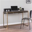 Maklaine Transitional Engineered Wood Flip Top Desk with Storage in Black / Gold