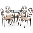 Maklaine Transitional Round Glass Top Dining Table in Dark Brown