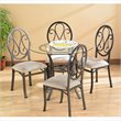 Maklaine Transitional Round Glass Top Dining Table in Dark Brown