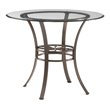 Maklaine Transitional Round Glass Top Dining Table in Dark Brown