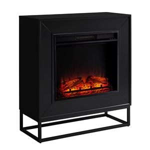 Maklaine Transitional Engineered Wood Electric Fireplace in Black